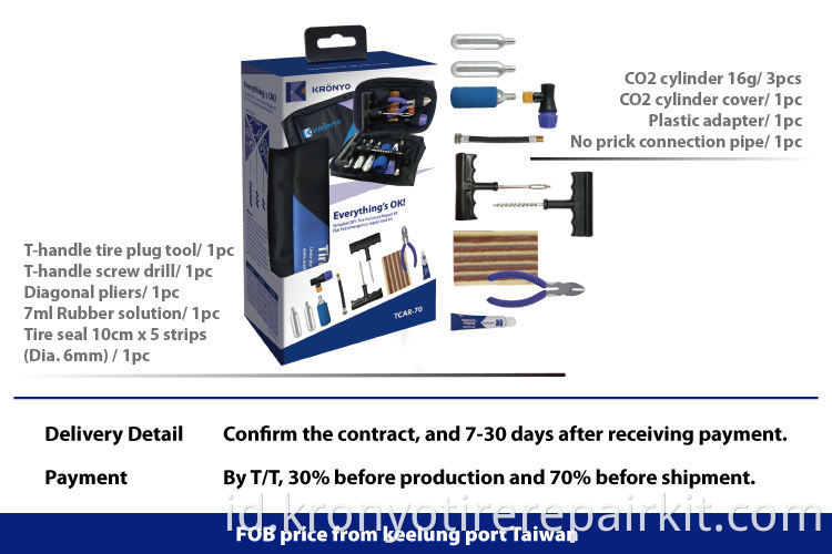 Kit Perbaikan Ban Mobil dengan Mini CO2 Cylinder dan Diagonal Plier